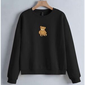 Black Sweater with Teddy Bear Design
